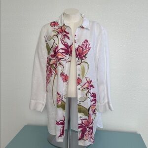 Chico's Light Gray Linen Top